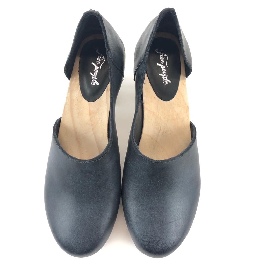 Free People Black Leather Clogs